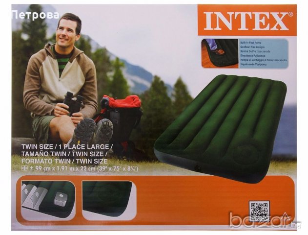 Единичен надуваем матрак с вградена крачна помпа- 99х191х22 см., снимка 2 - Къмпинг мебели - 18854299