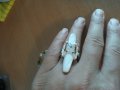 Пръстен със седеф и кристали, снимка 3