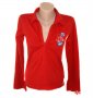 LandFort дамска червена блуза с апликации, снимка 1 - Блузи с дълъг ръкав и пуловери - 23438688