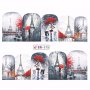 BN-375 Дама дъжд Айфелова кула ваденки водни стикери за нокти маникюр, снимка 1 - Продукти за маникюр - 18606793