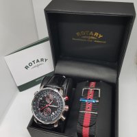 Rotary Aviator Chrono - Red / чисто нов часовник Ротари Авиатор - 2 бр. каишки / 100% оригинален, снимка 2 - Мъжки - 22835212