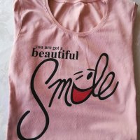 Розова тениска Smiley, снимка 1 - Тениски - 25524018
