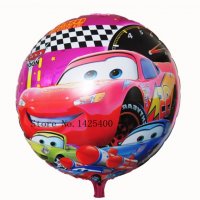 Макуин Маккуин колите McQueen cars кръгъл фолио фолиев балон хелий или въздух  парти рожден , снимка 1 - Други - 18854081