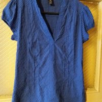 Дам.риза-"H&M"-/памук+вискоза+ликра/-турско синя. Закупена от Италия., снимка 3 - Ризи - 22003024