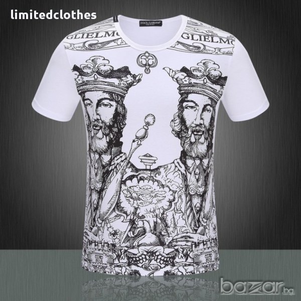 D&G Dolce & Gabbana White King Print Мъжка Тениска size 48 (M), снимка 1