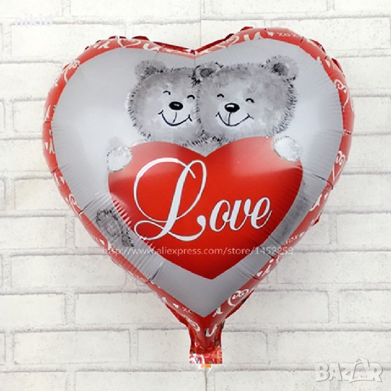 2 сладки мечета в сърце love Свети Валентин фолио фолиев балон хелий или въздух, снимка 1