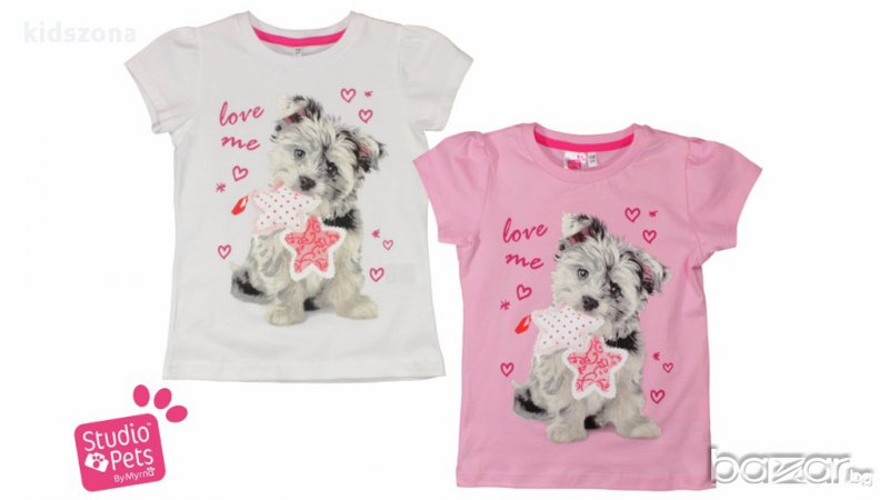 Нова цена! Детска тениска Studio pets за 5 и 7 г., снимка 1