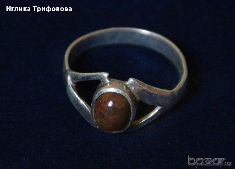 Сребърен пръстен с ахат, снимка 1