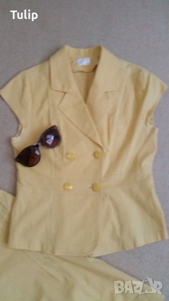 Жълт ленен костюм размер BG 44, снимка 1