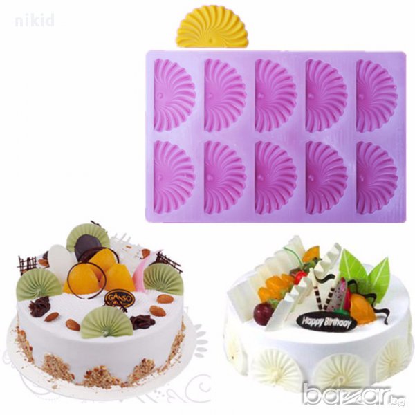 полу кръг ветрило силиконов молд форма за украса декорация торта фондан шоколад сладки и др, снимка 1