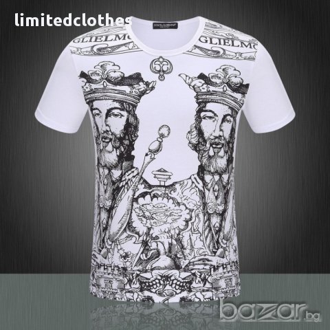 D&G Dolce & Gabbana White King Print Мъжка Тениска size 48 (M)