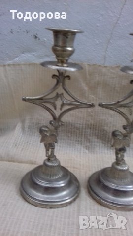 Чифт свещници, снимка 4 - Антикварни и старинни предмети - 21619808