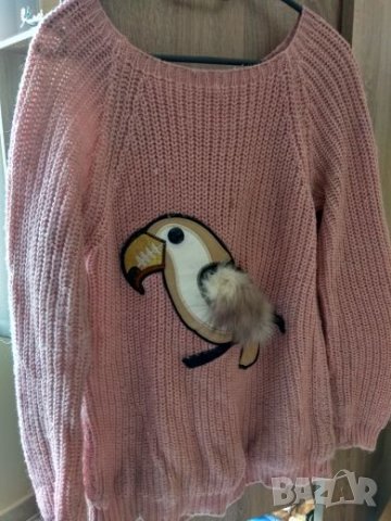 Пуловер дамски с естествен пух на папагал, снимка 1 - Блузи с дълъг ръкав и пуловери - 23506216