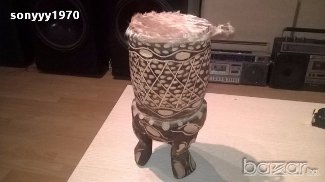 Африканска тарамбука с кожа-33х17см-внос швеицария, снимка 3 - Ударни инструменти - 17009013