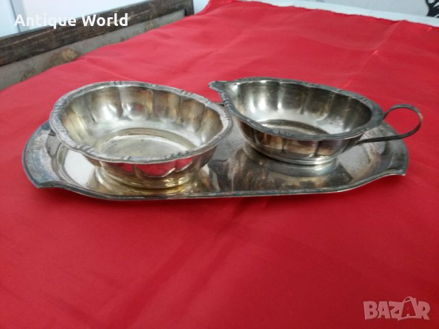 Стар ПОСРЕБРЕН  АРТ ДЕКО Сет за Сосове, снимка 1