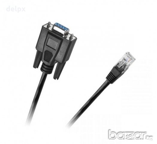 Кабел с конвертор RS232 9pin(ж)/UTP (LAN) RJ45 8pin(м) 1,8m, снимка 1