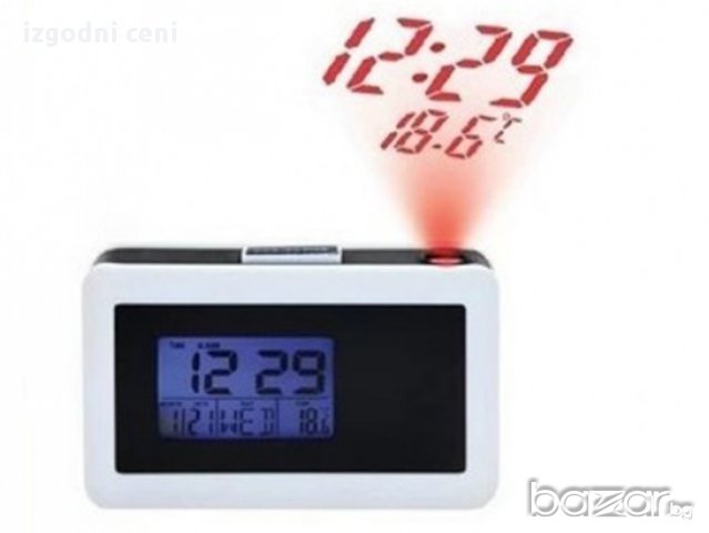 Прожектиращ дигитален часовник с дата, температура , хронометър и аларма, 2хАА, снимка 1 - Други стоки за дома - 16762780