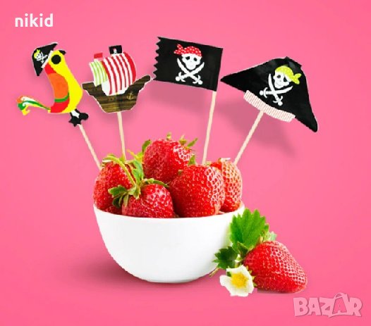 20 бр пират пиратско парти пирати клечки топери за украса мъфини кексчета декор, снимка 1 - Други - 23236165