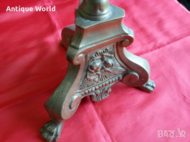 Стар Голям Църковен БРОНЗОВ Свещник, снимка 4 - Антикварни и старинни предмети - 25220360