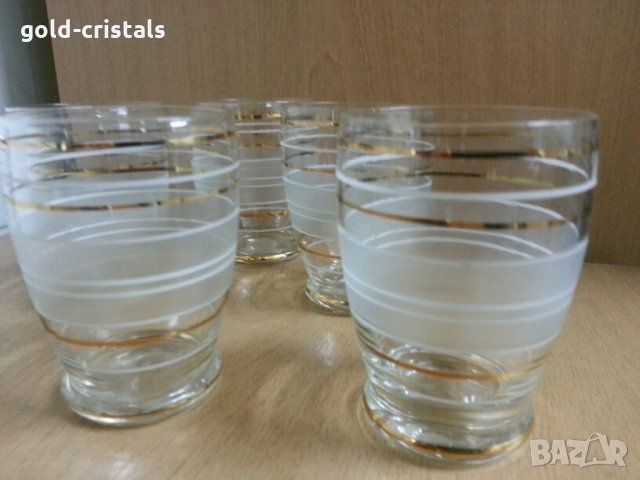 Ретро сервиз за вино кана с чаши с златен кант и гравюра , снимка 12 - Антикварни и старинни предмети - 22117694