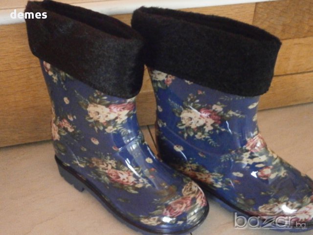  Гумени ботуши с флорален мотив, нови, с подвижна подплата, номер 25, 27, 28, 29