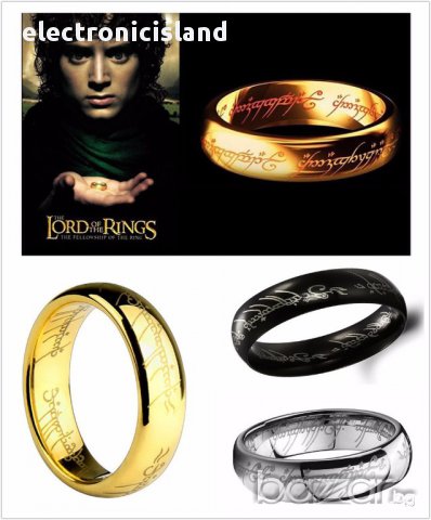 Властелинът на пръстена дизайн, 316l титаниева стомана,лазерно гравиран, цвят злато / сребро /черен, снимка 1 - Пръстени - 8681133