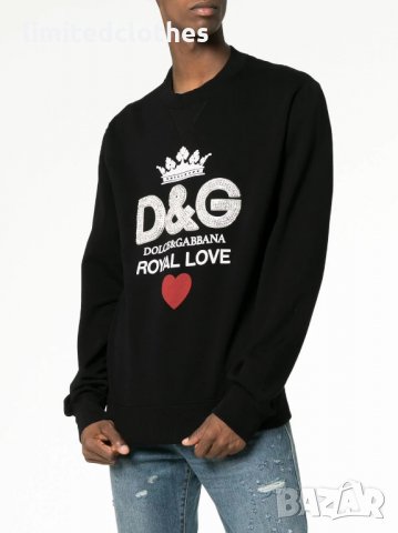 D&G Dolce and Gabbana Royal Love Swarovski Мъжка Блуза тип Пуловер size 46 (S), снимка 3 - Блузи - 23277878