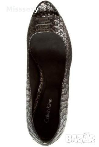 ПРОМО 🍊 CALVIN KLEIN № 37-38-39 🍊 Дамски кожени сандали в черно сребристо нови с кутия, снимка 7 - Дамски елегантни обувки - 21972391