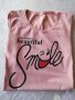 Розова тениска Smiley, снимка 1 - Тениски - 25524018