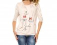 Ръчно изрисувана бежова дамска блуза марка Ally Grace, снимка 1 - Блузи с дълъг ръкав и пуловери - 22731863
