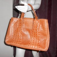 Кафява  кожена чанта genuine leather Made in Italy, снимка 14 - Чанти - 20925504