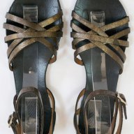 Естествена кожа, дамски сандали цвят бронз, снимка 2 - Сандали - 17553612