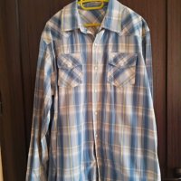 карирана памучна риза с дълъг ръкав, снимка 1 - Ризи - 25177569