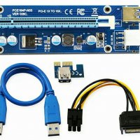 PCI-E PCI E Express 1X to 16X Riser Card + USB 3.0 Extender Cable, снимка 2 - Кабели и адаптери - 21031280