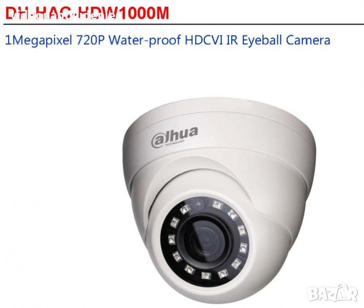 Dahua DH-HAC-HDW1000MP HDW1000M 2.8мм Метална Водоусточива Камера 1MPx 4в1 HDCVI, AHD, HDTVI, снимка 1