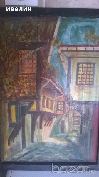 стара картина-градски пейзаж, снимка 1