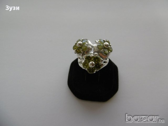 Сребърен дамски пръстен с перидот - сребро проба 925, снимка 4 - Пръстени - 15731846