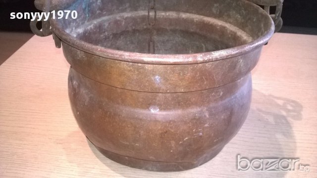 Медно котле с дръжка и синджир 30/18см-внос швеицария, снимка 7 - Антикварни и старинни предмети - 14517617