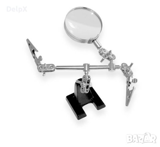 Трета ръка с 6 точки на огъване, щипки и лупа 60mm, снимка 1