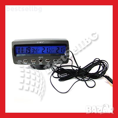 Настолен електронен дигитален светещ часовник термометър вътрешна външна температура час аларма кола, снимка 3 - Други стоки за дома - 24359983