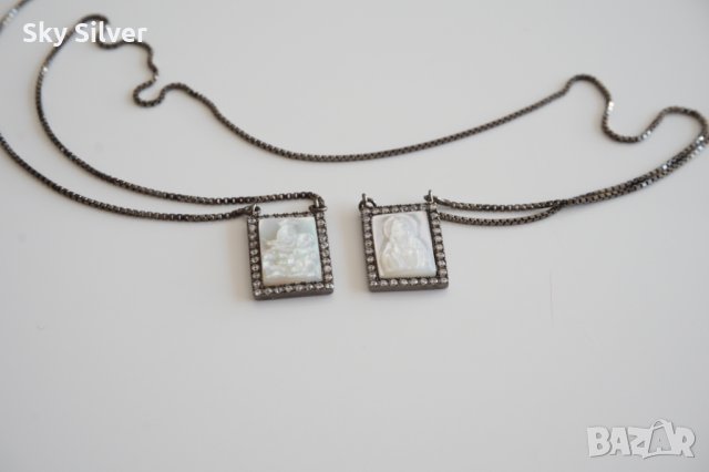 Сребърно колие Богородица, снимка 2 - Колиета, медальони, синджири - 22517562