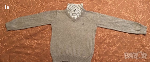 Елегантен, памучен пуловер с риза от Англия, снимка 2 - Детски пуловери и жилетки - 24183927