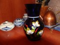 Винтидж стъклена ваза кобалт , снимка 1 - Вази - 22226807