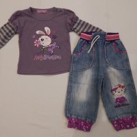 Дънки Hello Ketrin + блузка за две годинки момиче, снимка 1 - Бебешки блузки - 9780163