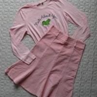 Дамски розов сет пола и блуза размер М, снимка 1 - Поли - 26072265