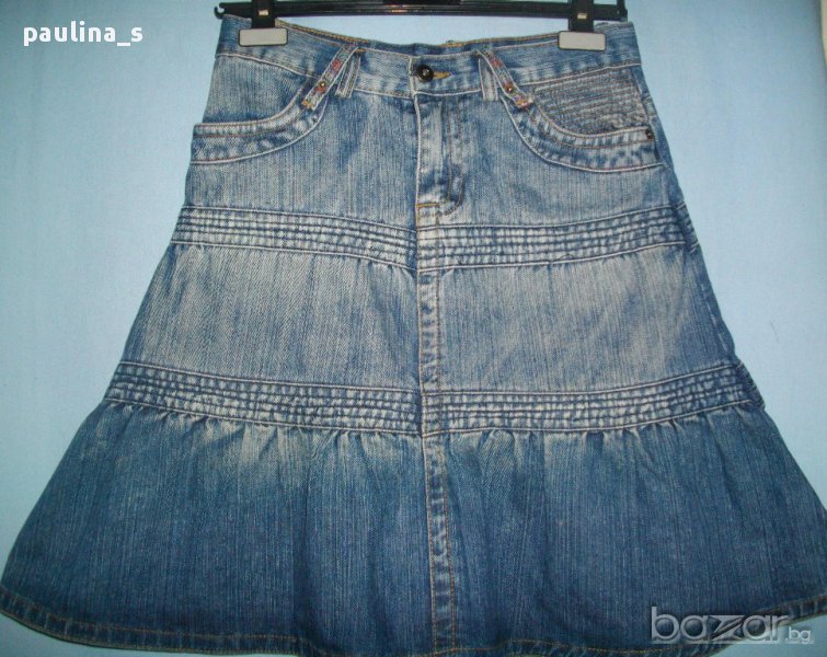 Дънкова пола с  волани и бродерии , снимка 1