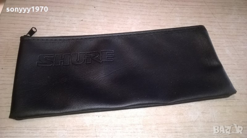 shure profi-bag microphone-кожен калъф с цип-внос швеицария, снимка 1