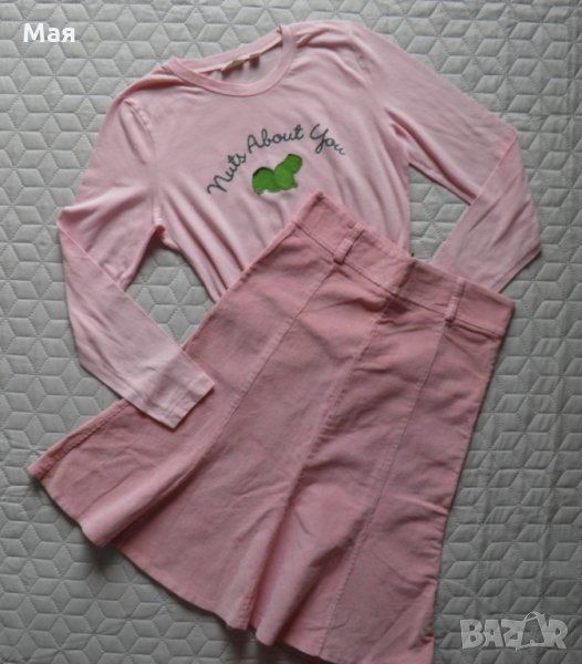 Дамски розов сет пола и блуза размер М, снимка 1