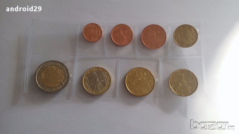 Италия Евро Монети - пълен сет 2002 г., снимка 1