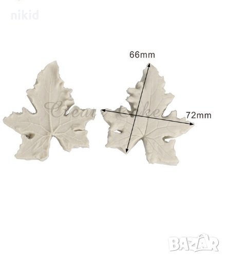 Здравец индрише листо листа 2 части силиконов молд вейнър вайнър украса декор фондан шоколад торта, снимка 1